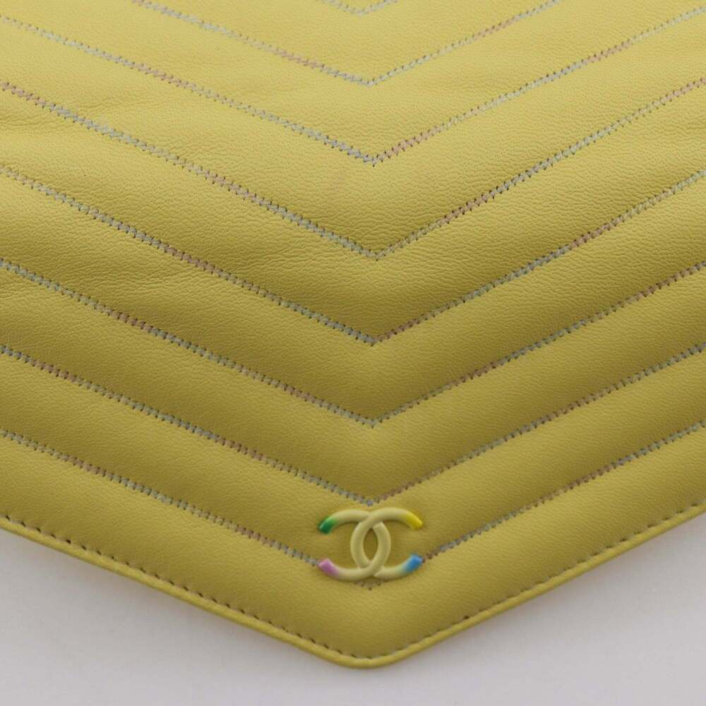 CHANEL Authentic Yellow Lambskin Leather Logo Wallet - Picture 11 of 16